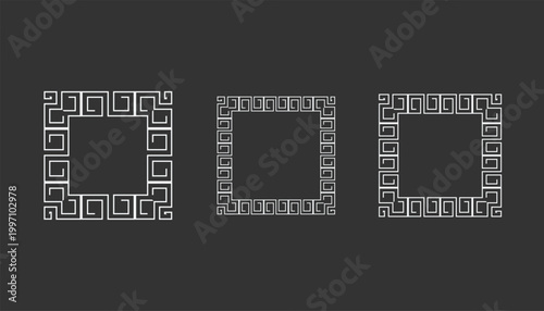 Red and white checkerboard circular pattern with Greek meander inspired geometric rings, abstract ornamental design, seamless symmetry, decorative motif for branding, textile, and digital art