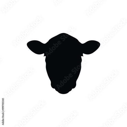 Angus bull head silhouette icon vector flat design.