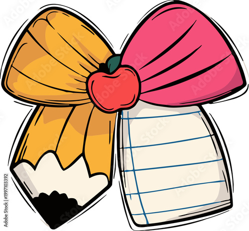 Teacher pencil paper bow svg