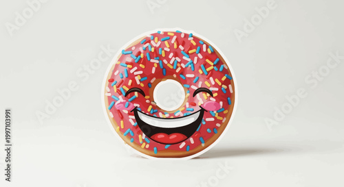 Happy Donut With Sprinkles and Smiling Face - Funny Treat