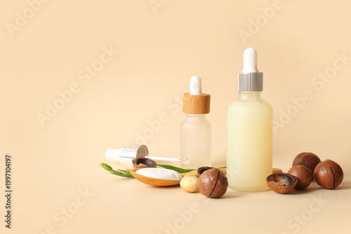 Macadamia nuts, wooden spoo...