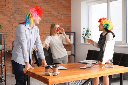 Business people with funny ...
