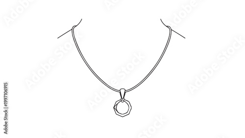 Geometric Pendant Necklace On Chain For Jewelry Advertising And Fashion Concepts