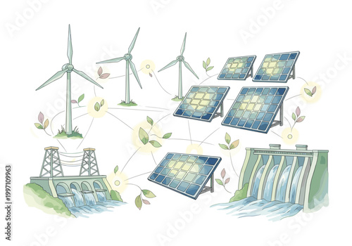Renewable energy sources interconnected in a smart grid system for sustainable power generation