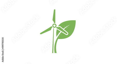 Eco friendly wind turbine with leaf.