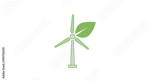 Sustainable energy concept with wind turbine.