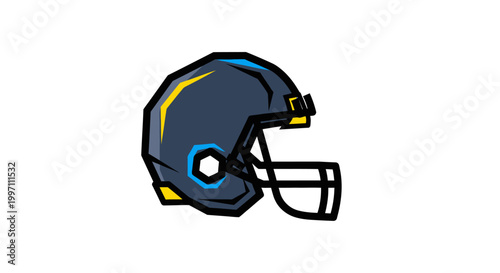 American football helmet with face guard.