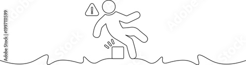 A person slips on a hazard in a workplace setting causing an accident