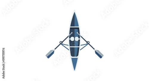 rowing boat with oars illustration.