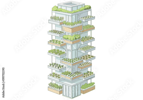 Vertical farm skyscraper showcasing sustainable urban agriculture and green living concepts