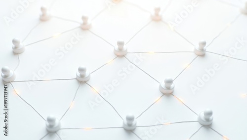 Vista superior de iconos humanos conectados que forman una cuadrícula