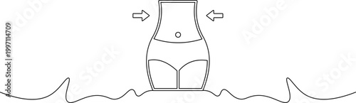 A simple line drawing of a woman's torso in underwear with arrows indicating weight loss