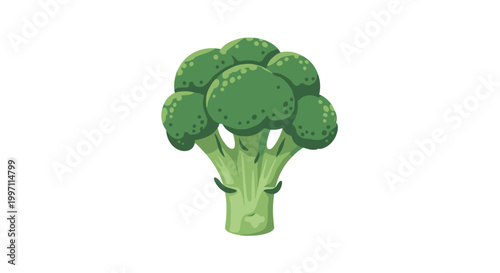 A vibrant green broccoli floret vector graphic on a clean white background