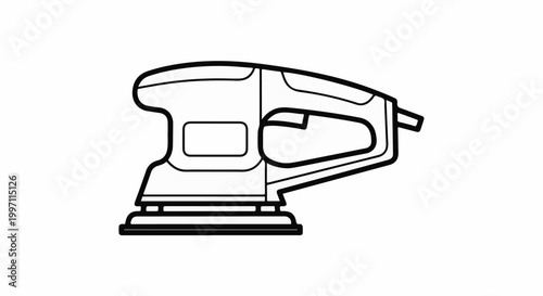 A black and white line drawing of a power sander