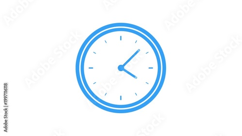 flat wall Clock face spinning icon 24 hours, 12 hours day fast speed animation on white background loop, moving timer analog clock
