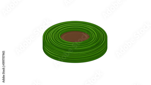 A stylized illustration of a mushroom with a green cap and brown stem Vector