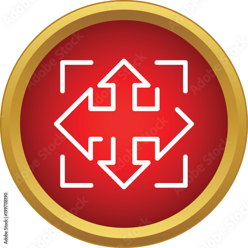 Red button icon showing four arrows expanding from the center for full screen mode