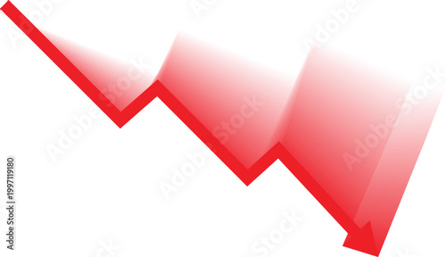 Red downward arrow financial loss decline graph business crisis negative trend