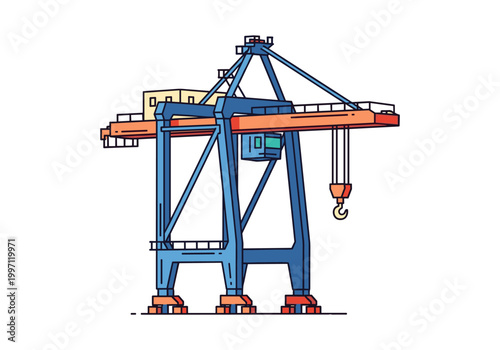 Large industrial container crane lifting heavy loads at a busy port terminal