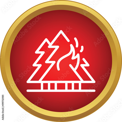 Outline icon showing a forest with trees burning, signaling an emergency