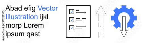 Workflow automation, productivity tools, task management, software concepts, organizational strategy, data processing. Checklist, arrows and gear icons. Workflow automation and productivity tools