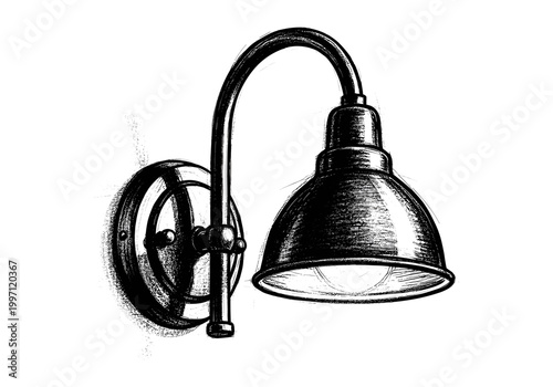 Vintage industrial wall lamp with a gooseneck arm and metal shade