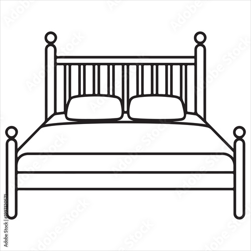 Elegant metal-framed double bed with classic headboard design