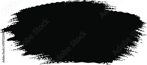 Large black brush stroke with rough edges on white background Vector Illustration