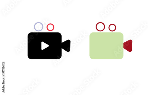 Video camera with play button icon in generic designai writing or smart edit icon set 