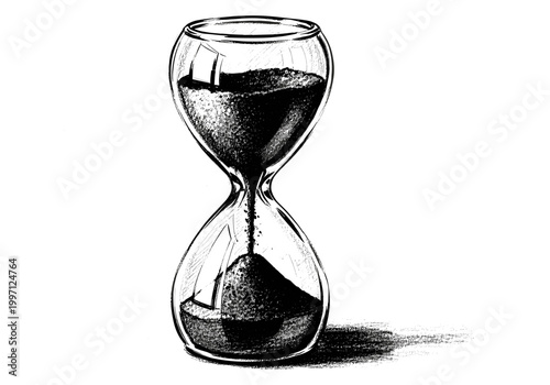 Hourglass with sand flowing, symbolizing the passage of time and urgency