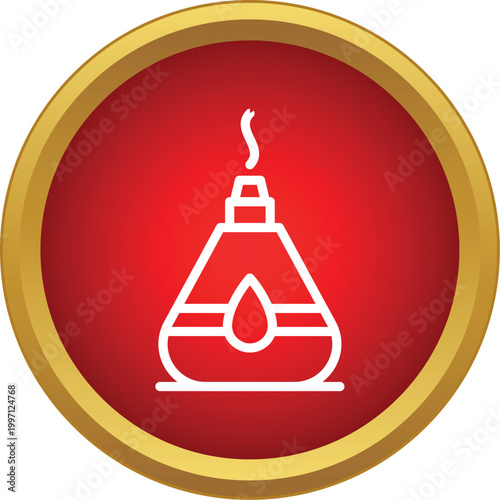 Essential oil diffuser spreading vapor for health and relaxation represented as a flat icon