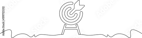 A minimalist line drawing of a target with an arrow hitting the bullseye, symbolizing success and precision.