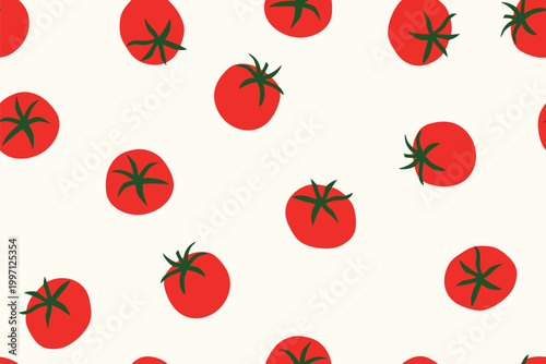 seamless pattern with tomatoes; ideal for food packaging, kitchen textiles, wallpapers, backgrounds, restaurant branding and summer design projects - vector illustration
