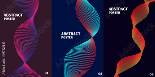 Abstract fluid shapes a vibrant trio of dynamic digital art