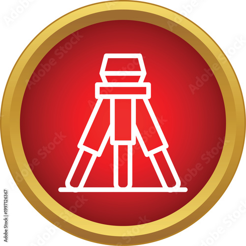Surveying tripod instrument in a red circle, showing land measurement tools
