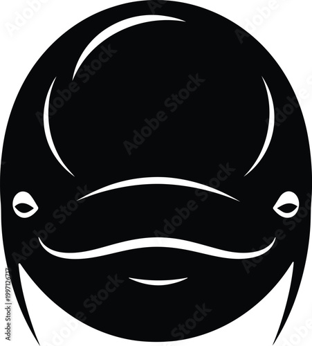 Stylized dugong face illustration isolated on transparent background marine mammal artwork black and white