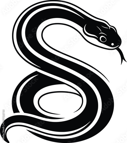 Black and white sketch of a coiled snake isolated on transparent background detailed illustration