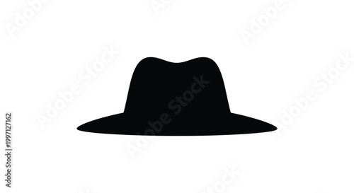 A black fedora hat is prominently displayed against a white background silhouette