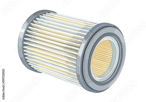 Clean cylindrical air filter with pleated paper element and metal casing