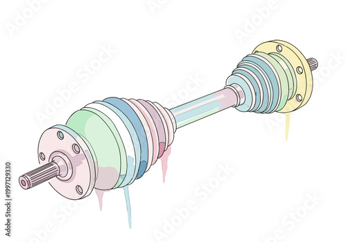 Whimsical barbell design with soft pastel colors and playful outline