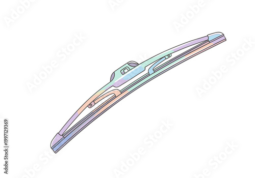 Modern car windshield wiper blade with pastel color accents