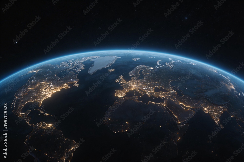 Obraz premium Earth from space at night