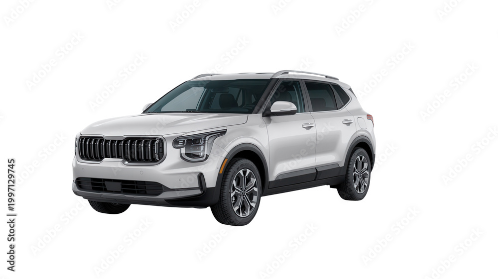 Obraz premium White kia sportage suv isolated on transparent background