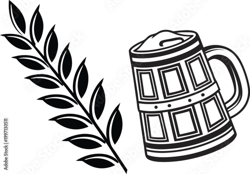 Beer Mug Oktoberfest Festival Theme. Traditional German Beer Mug Design. Oktoberfest Beer Mug Celebration Scene. Classic Beer Stein Festival Concept. German Oktoberfest Beer Mug Style. Foamy Beer Mug