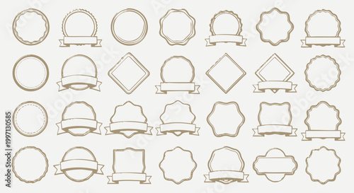 Vintage Blank Badges and Labels Collection - Retro Design Elements