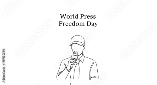 Bild auf Leinwand Man wearing a cap holding microphone.