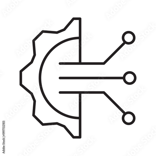 Machine learning process icon outline, element icon for design branding, print, web, mobile app, and digital media