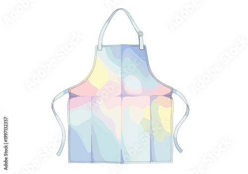 Colorful abstract pattern apron with straps and ties on white background