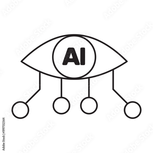 Machine learning process icon outline, element icon for design branding, print, web, mobile app, and digital media