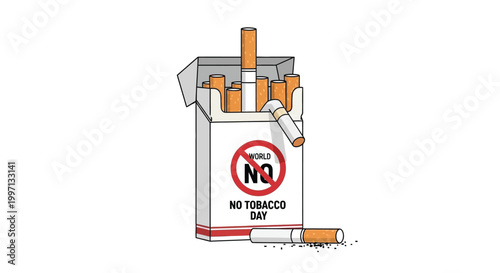 open cigarette pack with no tobacco day message
